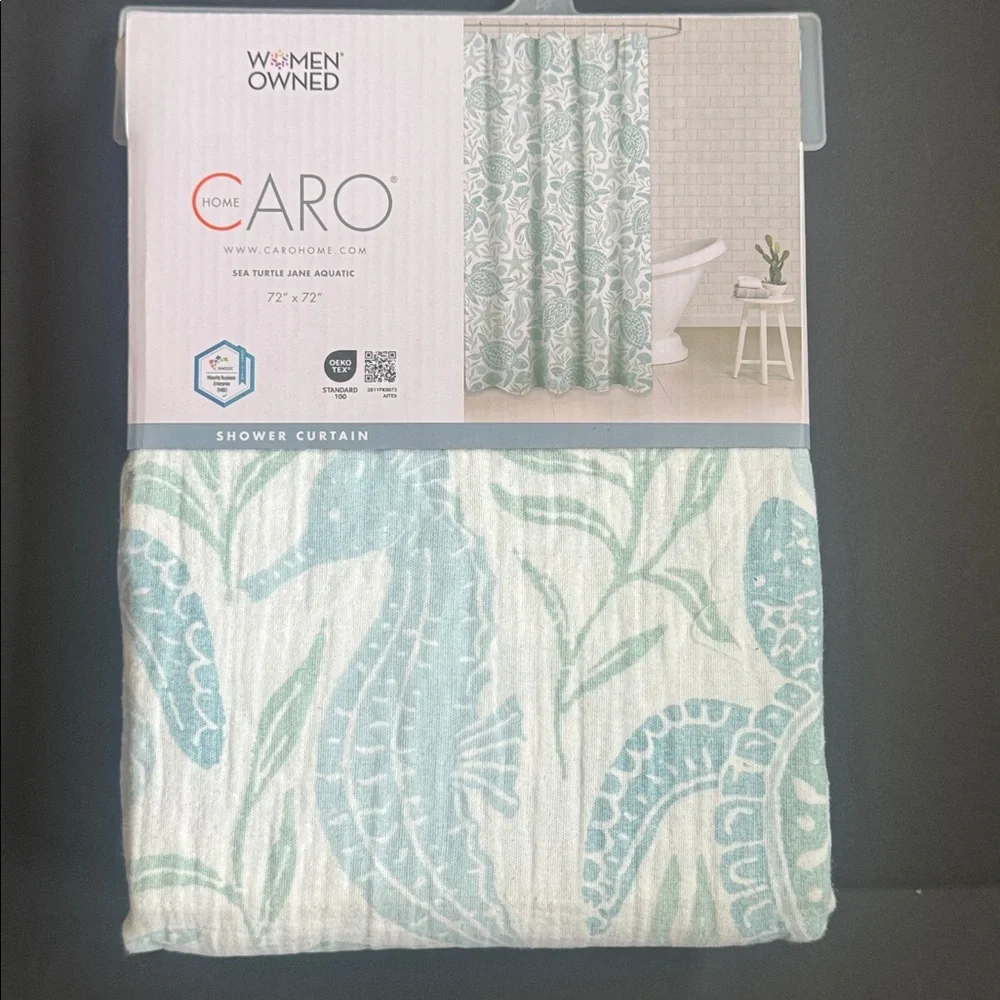 CARO HOME 100% Cotton Sea Turtle Shower Curtain - 72
